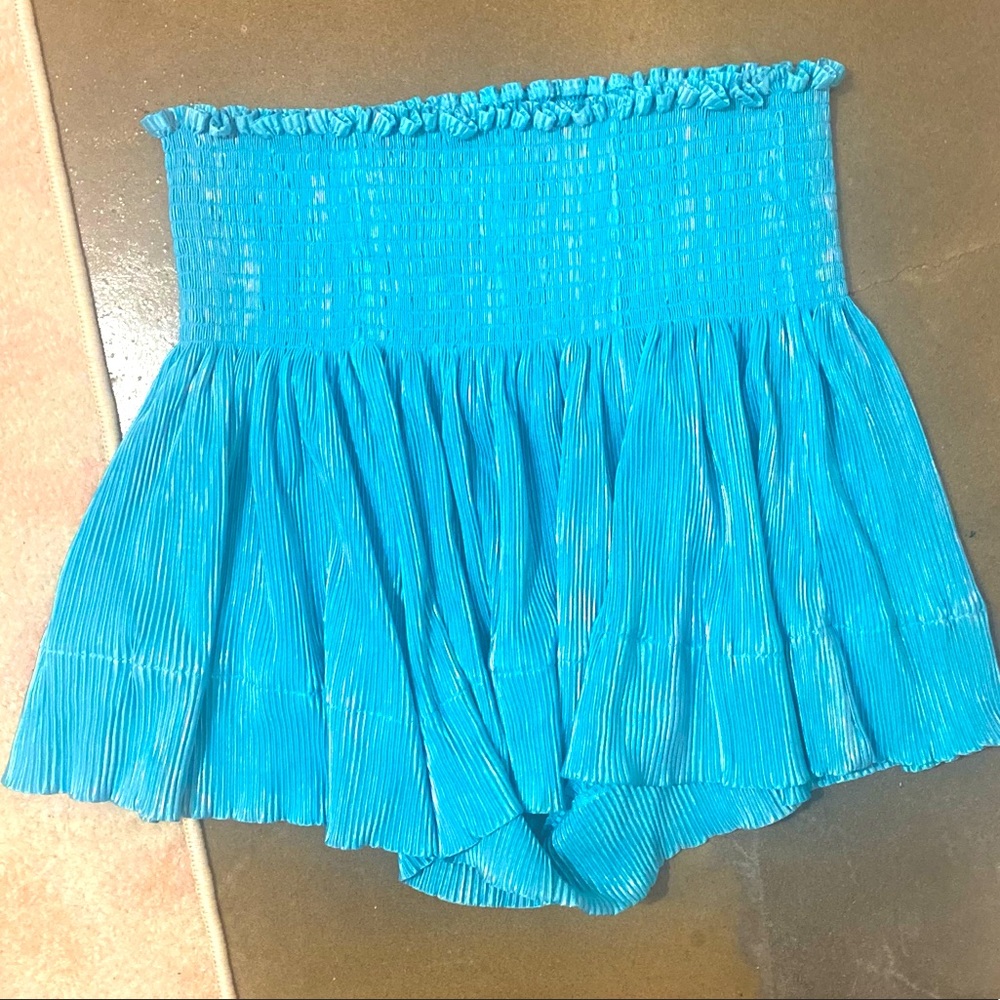 blue metallic swing shorts